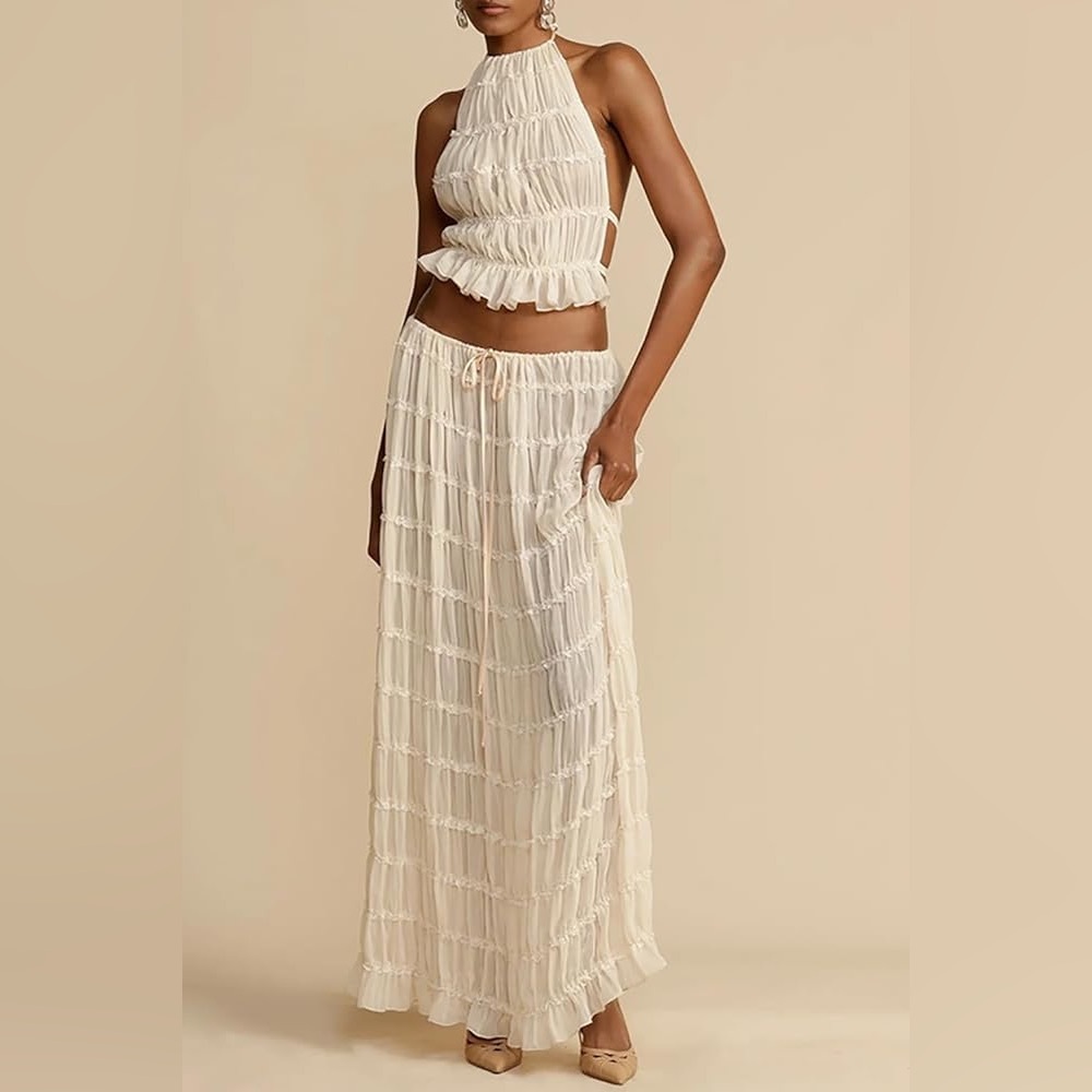Light Beige Maternity Maxi set - Beach Ready
